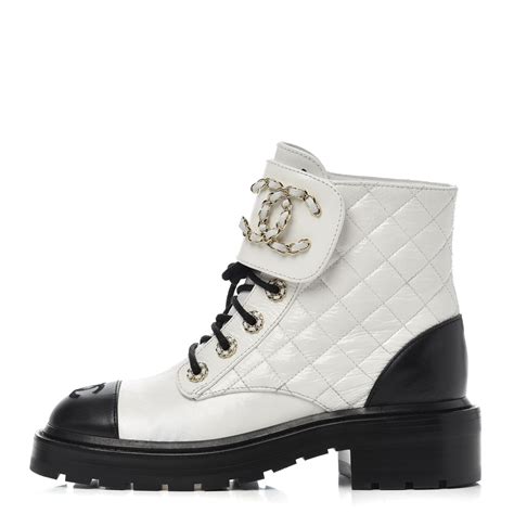 chanel black and white boots